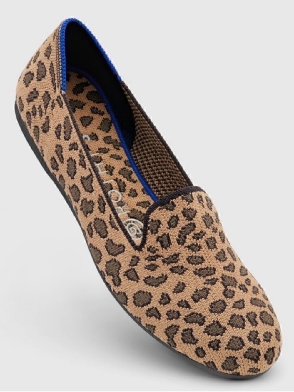 Rothy's Leopard Cheetah Print Slip-On Loafer Flat Tan/ Black shoes Size 10 women
